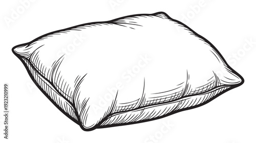 A comfortable soft rectangular pillow sketch drawing representing relaxation and rest for home decor product packaging and textile prints