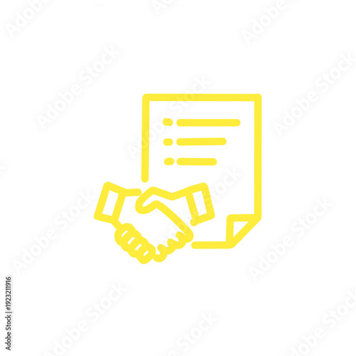 [Business Icons] Agreement Handshake Document Icon / 合意握手ドキュメントアイコン