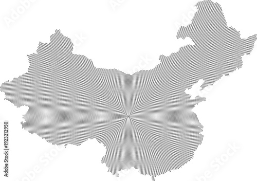 China vector country map with geometry round dot line pattern. Chinese dotted pattern map