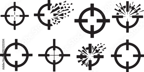 Collection of various target icons with explosion effects