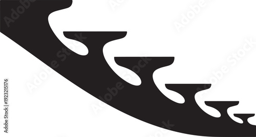 Staircase Silhouette with Abstract Steps on White Background Illustration