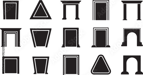 Various Black and White Architectural Doorway Shapes and Designs