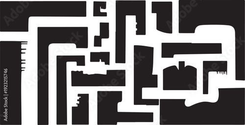 Geometric abstract black and white maze design concept art