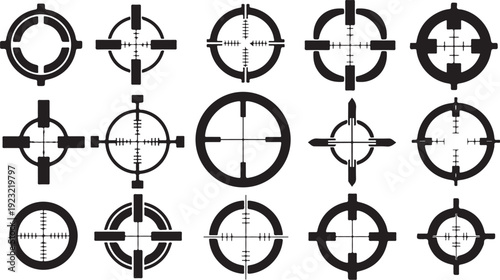 Collection of various crosshair and scope reticle designs