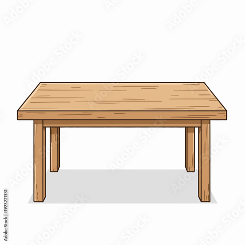 Natural solid wood dining table for a rustic farmhouse kitchen or a spacious home office desk featuring a sturdy minimalist timber frame and smooth finish.
