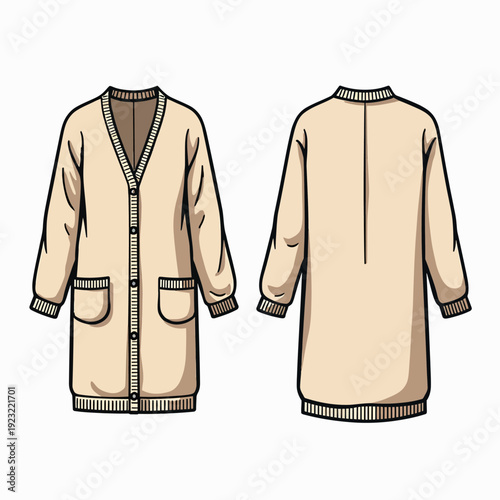 This versatile beige longline cardigan for women features front pockets and a cozy knit design perfect for layering during chilly autumn and winter days.
