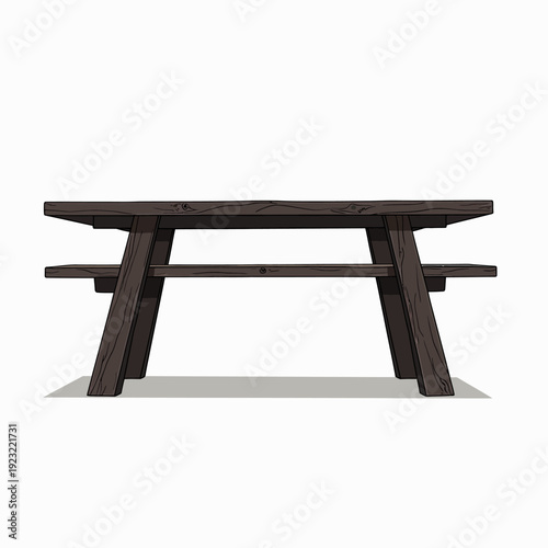 Host family gatherings with this robust dark wood picnic table featuring attached benches and a classic timber design ideal for outdoor garden dining.
