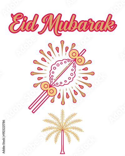Vibrant Eid Mubarak icon featuring a festive candy design and symbolic date palm illustration