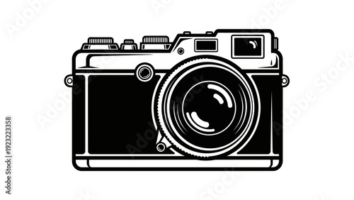 Vintage Camera Icon, Retro Photography Symbol, Classic Film Camera Illustration