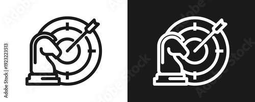 Strategic Goals Icon Set Outline In White And Black Background