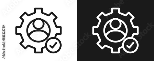 Competency Icon Set Outline In White And Black Background