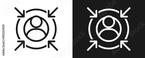 Centric Icon Set Outline In White And Black Background