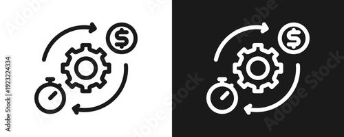 Efficiency Icon Set Outline In White And Black Background