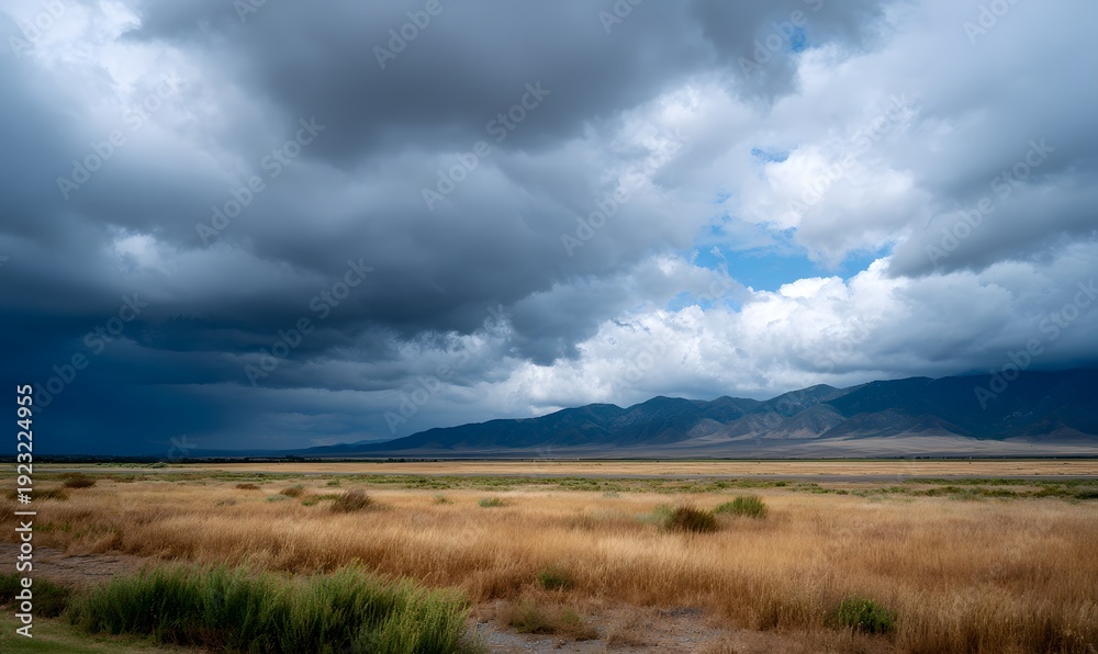 Fototapeta premium dark storm clouds coming in over the vast open plains