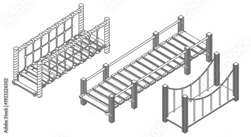 Metal gates fences and barriers 3D wireframe models.