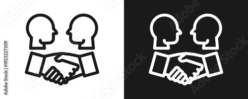 Friendship Icon Set Outline In White And Black Background
