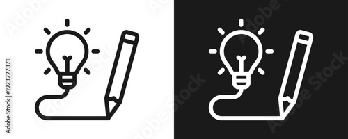 Creativity Icon Set Outline In White And Black Background