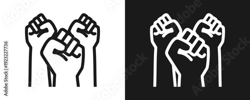 Independence Icon Set Outline In White And Black Background