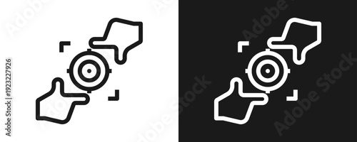 Focus Icon Set Outline In White And Black Background