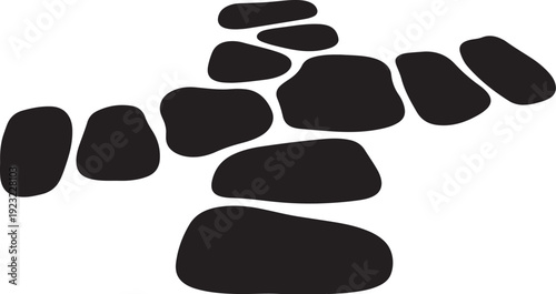 Black stones path on white background illustration design element