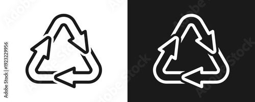 Recycling Icon Set Outline In White And Black Background