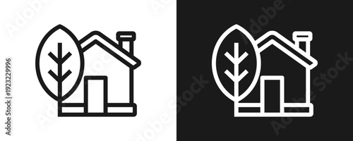 Sustainable Living Icon Set Outline In White And Black Background