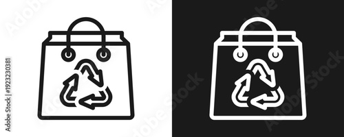 Reusable Bag Icon Set Outline In White And Black Background