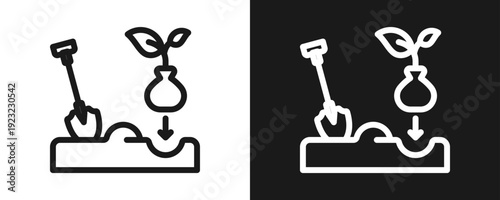 Reforestation Icon Set Outline In White And Black Background