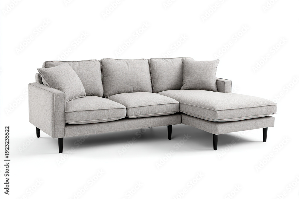Fototapeta premium Modern Linen Sectional Sofa with Chaise