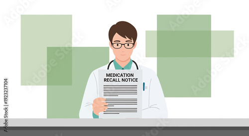 Doctor Holds Medication Recall Notice, Healthcare Warning, Clinical Alert