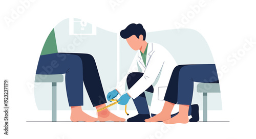 Doctor Measuring Patient's Ankle in Clinical Setting