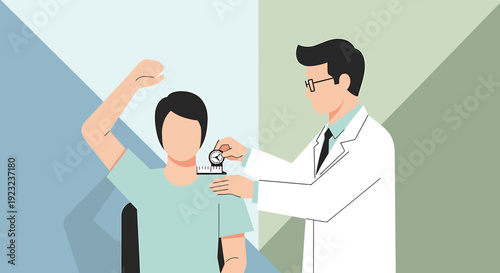 Doctor Measuring Patient's Shoulder Range of Motion for Physical Therapy