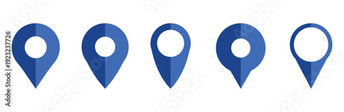 Blue location pin. Map pin place marker. GPS location symbol collection. Flat vector.