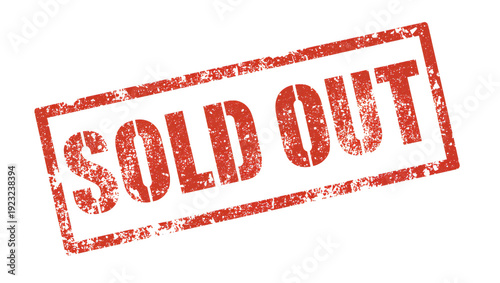 Sold out stamp or label with red text