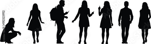   
Human silhouettes illustration, diverse postures and activities, creative vector artwork, gesture concept design, abstract people representation