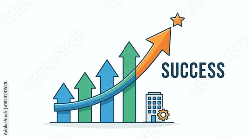 Growing Business Arrows Upward Trend Success d flat vector isolated white background