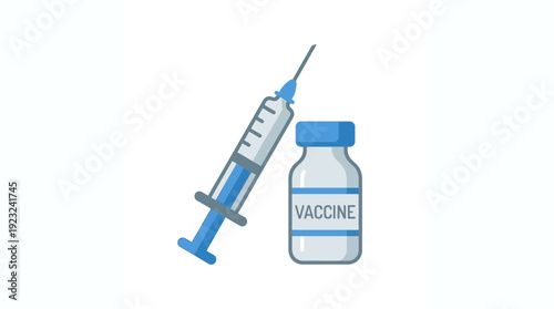 Syringe And Vaccine Vial Icon d flat vector isolated white background