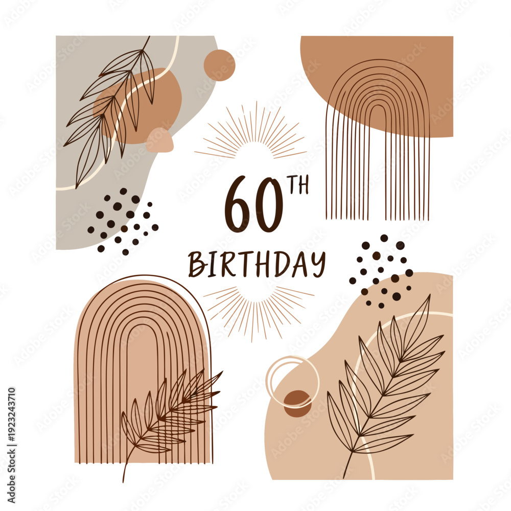 Fototapeta premium Boho Abstract 60th Birthday Invite Template