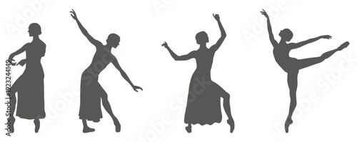 Dance performance silhouette collection set. Dancer silhouette collection.