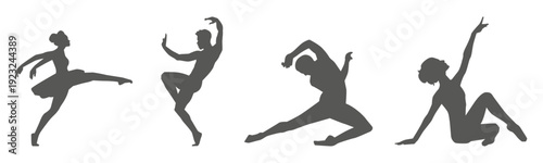 Dance performance silhouette collection set. Dancer silhouette collection.