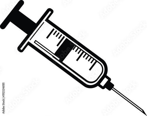 Syringe medical illustration, vaccination and injection symbol, creative vector artwork, healthcare concept design representation