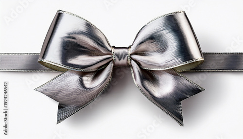 Silver Bow Isolated On Transparent Background
