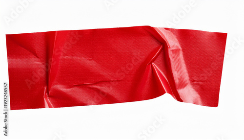 Red Crumpled Torn Tape Isolated On Transparent Background