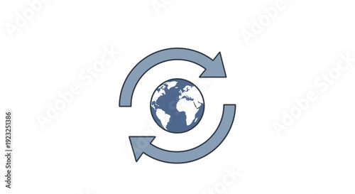 Global Recycling Arrows Around Earth Globe Icon