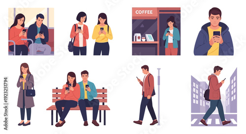 People Using Smartphones in Various Everyday Situations