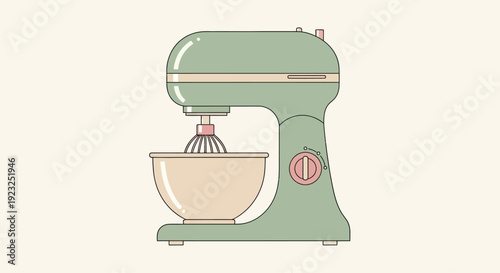 Retro Stand Mixer Kitchen Appliance, Pastel Green and Pink, Baking Equipment