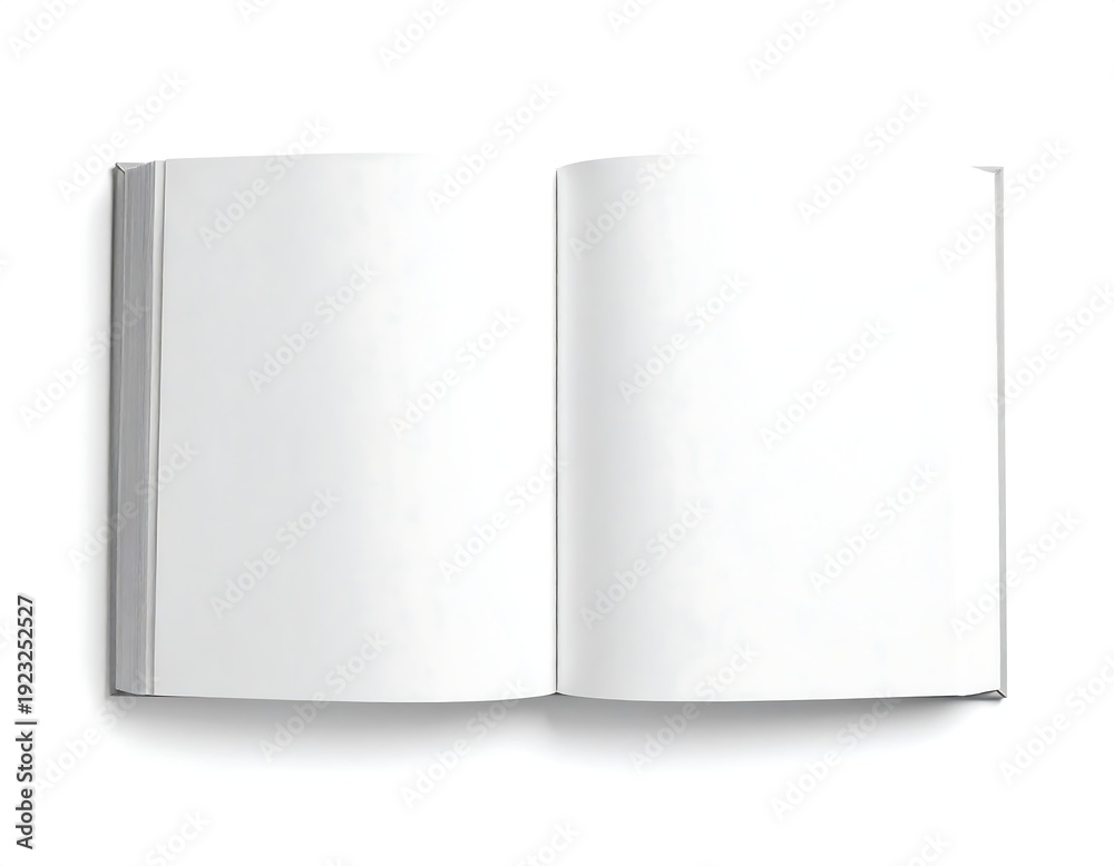 Naklejka premium An open book with blank white pages on a plain background