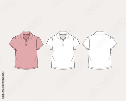 illustration of a baby polo shirt toddler kids, infant baby, sleep full bodysuit, fashion flat sketch, vector illustration, cad, technical drawing, flat drawing, template, mockup.