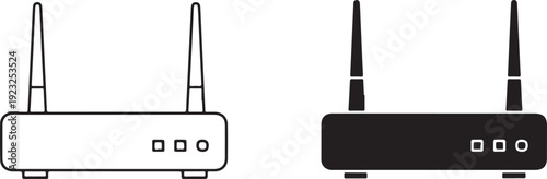 Black and white line wireless routers with antennas wifi router internet router network router