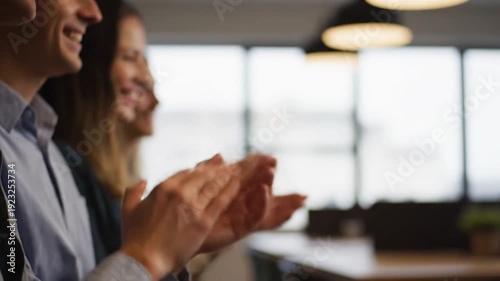 People Clapping in Office Environment.